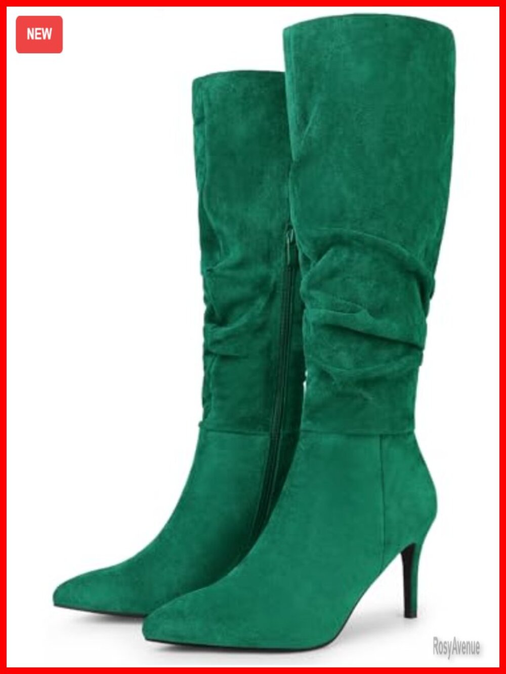 Faux Suede Slouch Pointed Toe Stiletto Knee High Boots